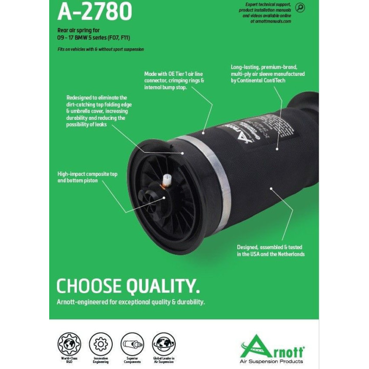 The best Rear Air Springs BMW F11 Arnott A-2780 (2-PACK) for Air Spring ✅ luftfjädring24