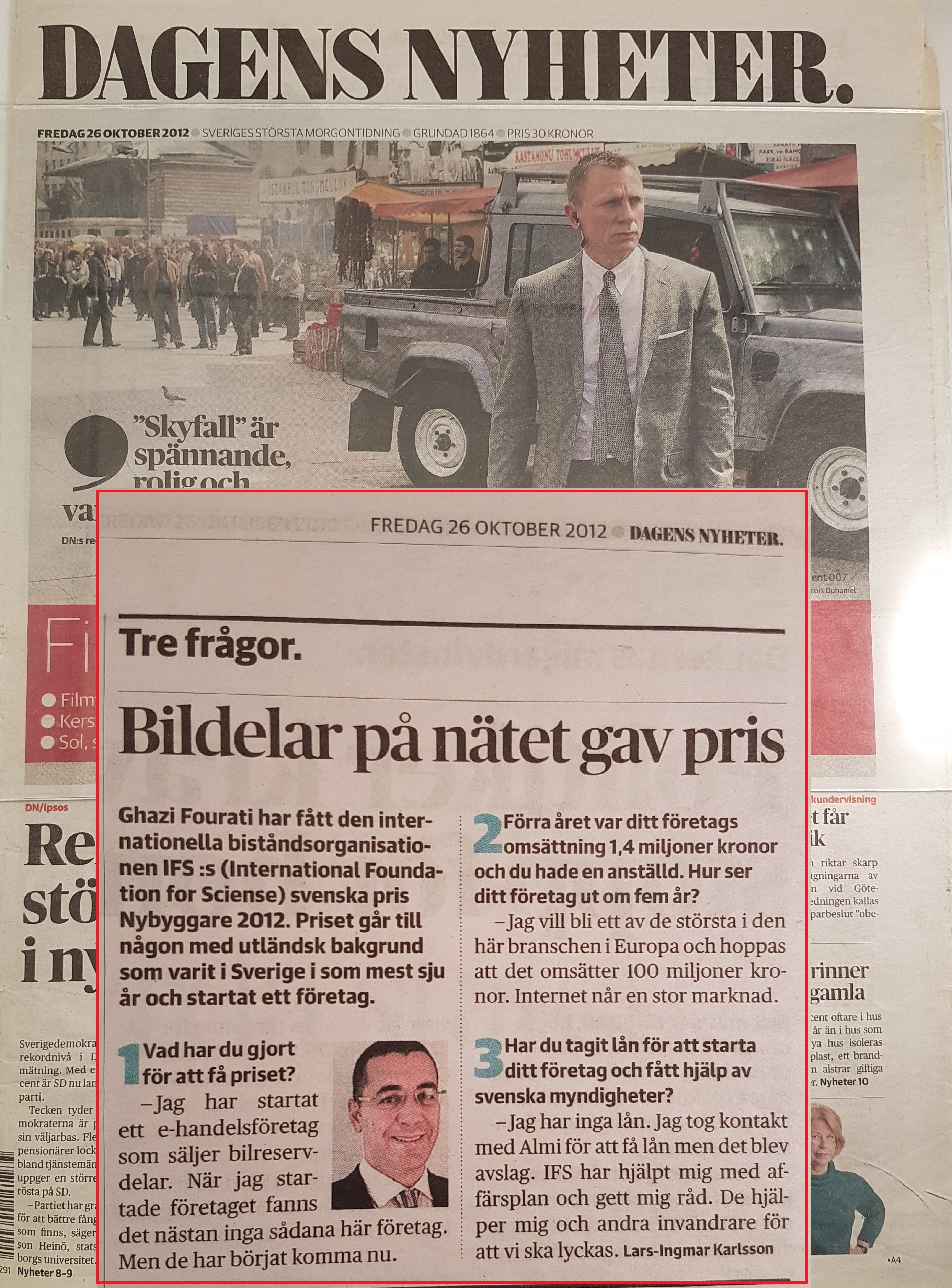 Ghazi Fourati in Dagens Nyheter 2012